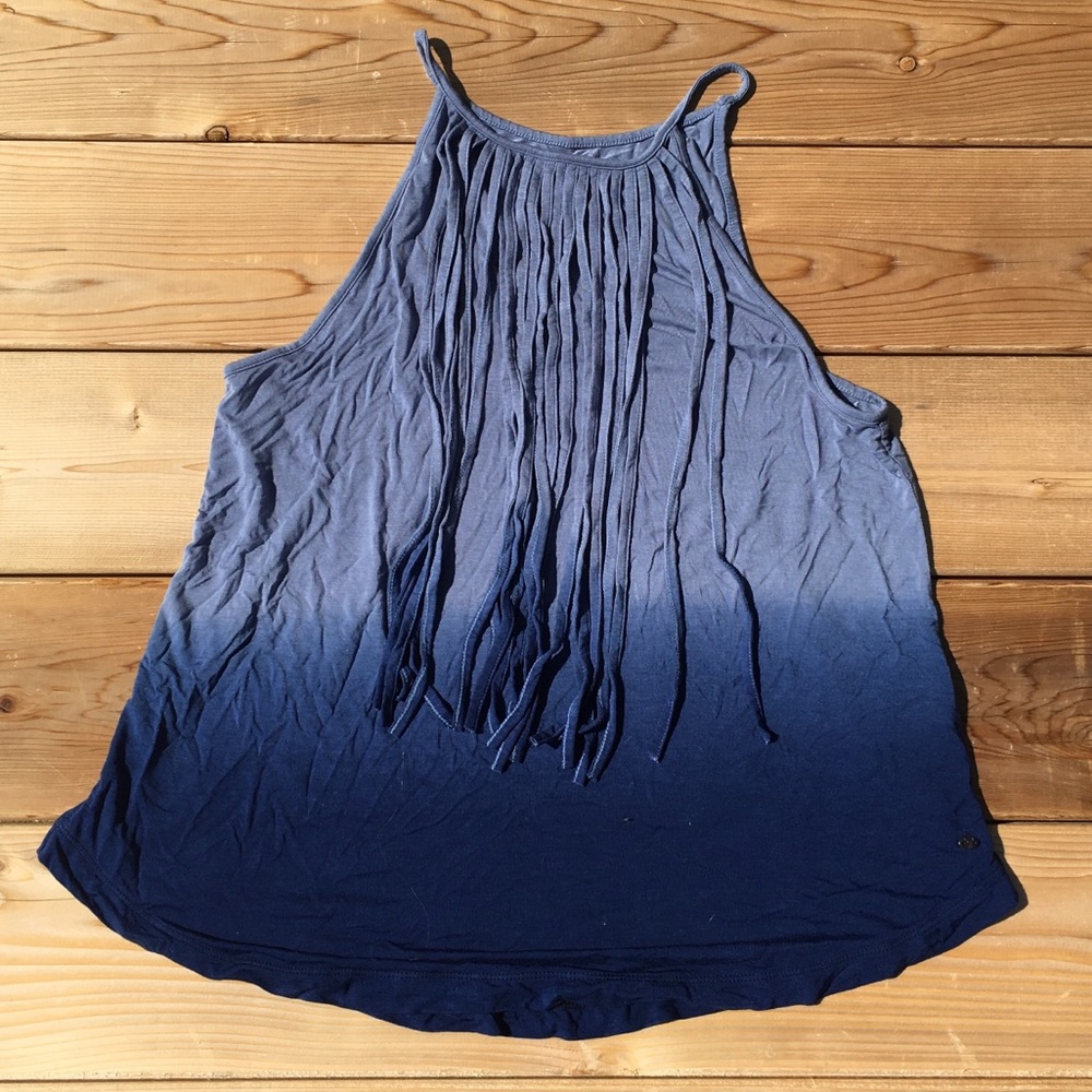 American Eagle tank top fringe blue ombré